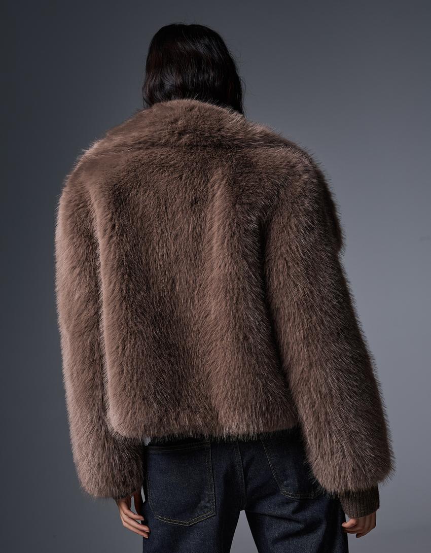 Furry jacket with lapel-Mink