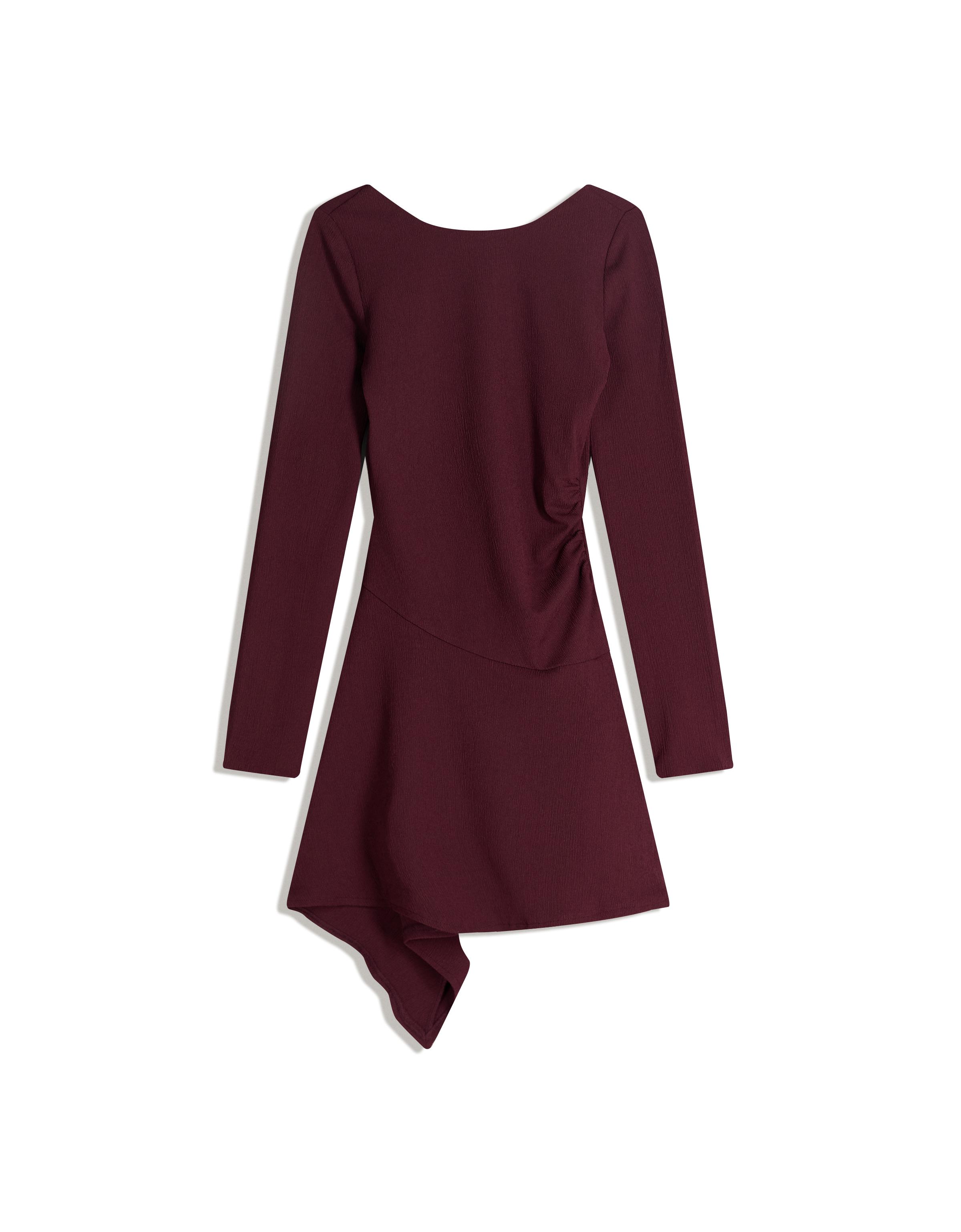 Asimetrik kloş uzun kollu mini elbise - Görsel 2