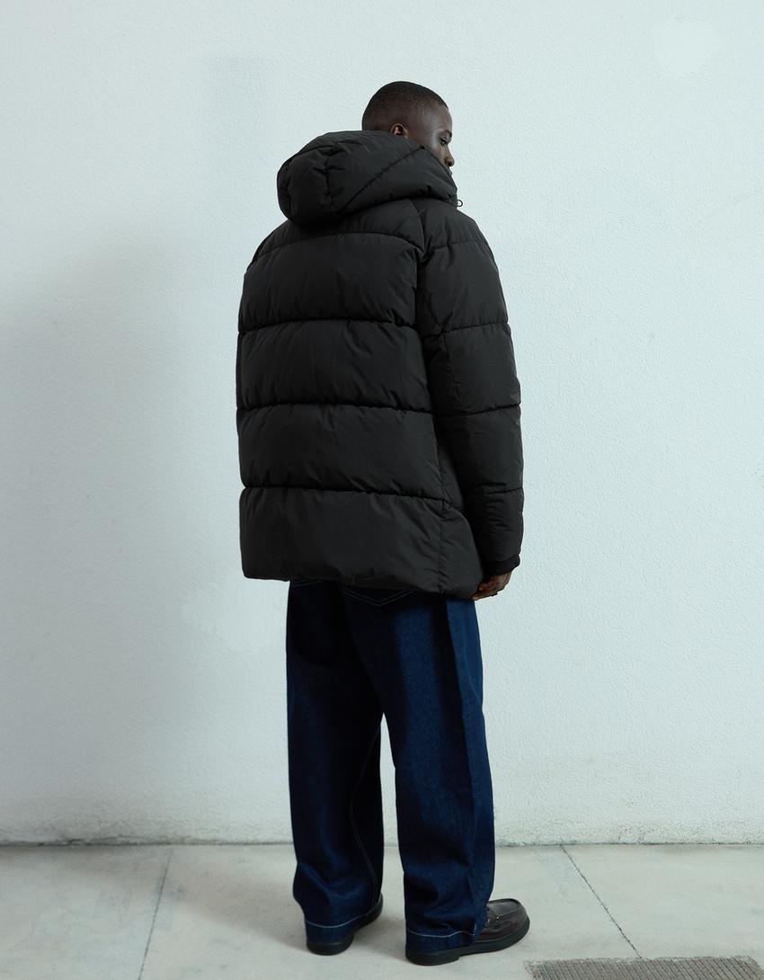 Casaco comprido puffy-Preto