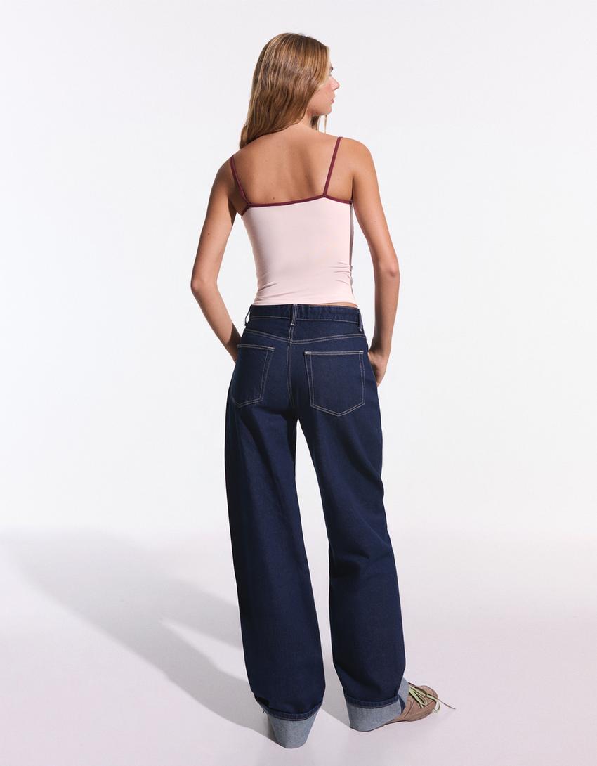 Contrast strappy top - Women | Bershka