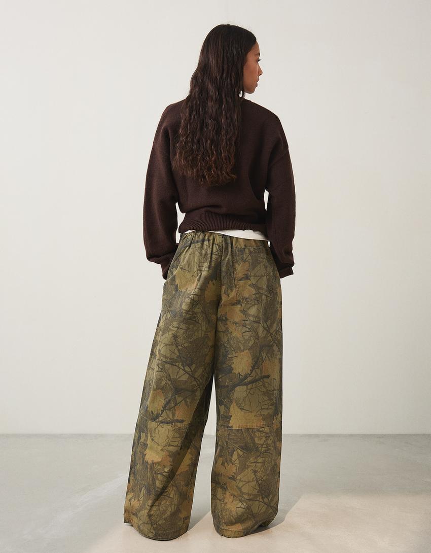 Pantalon cargo parachute-Vert