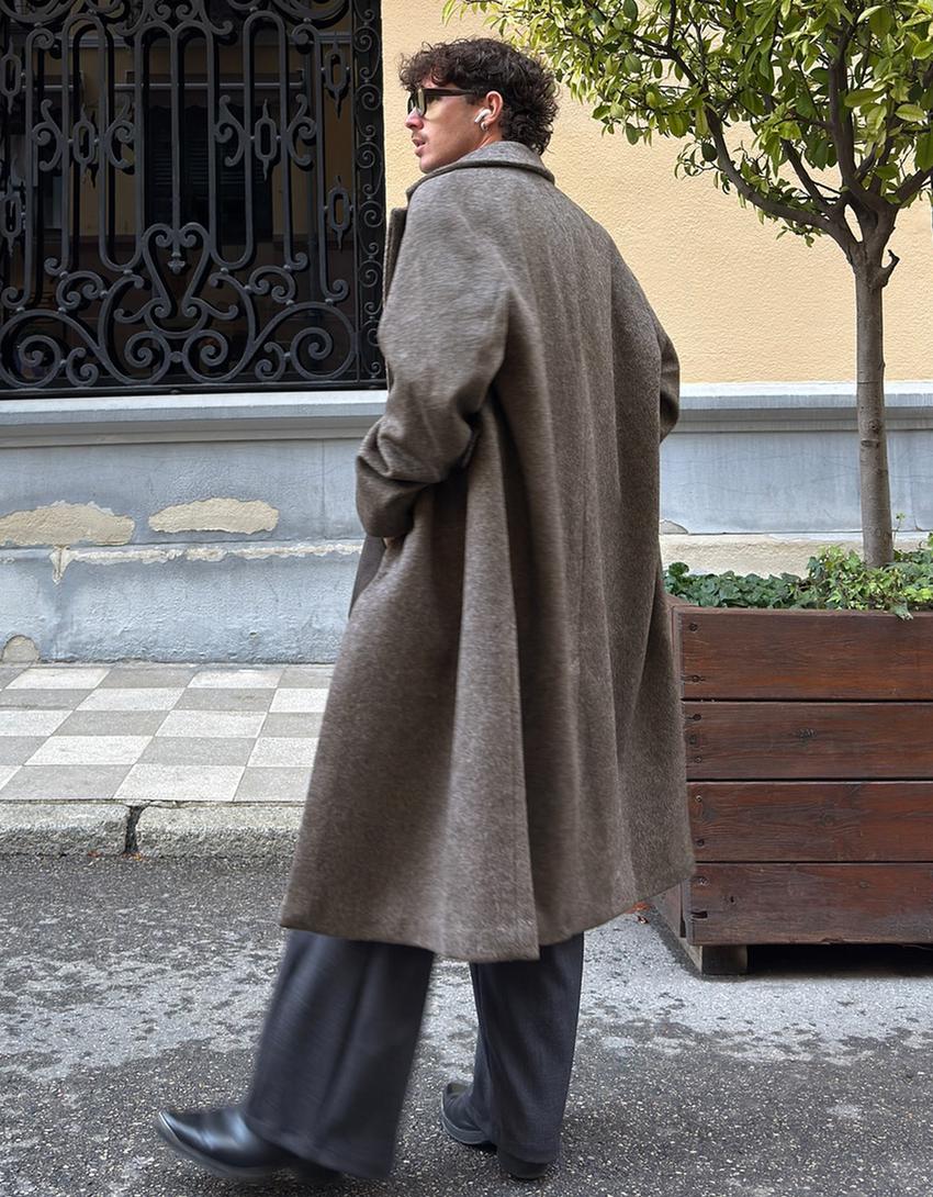 Brushed effect coat-Grey