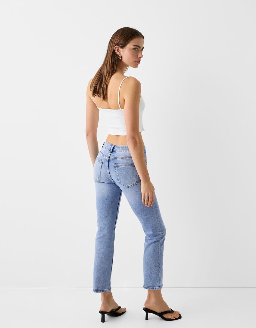 Jean cropped flare-Bleu lavé-2