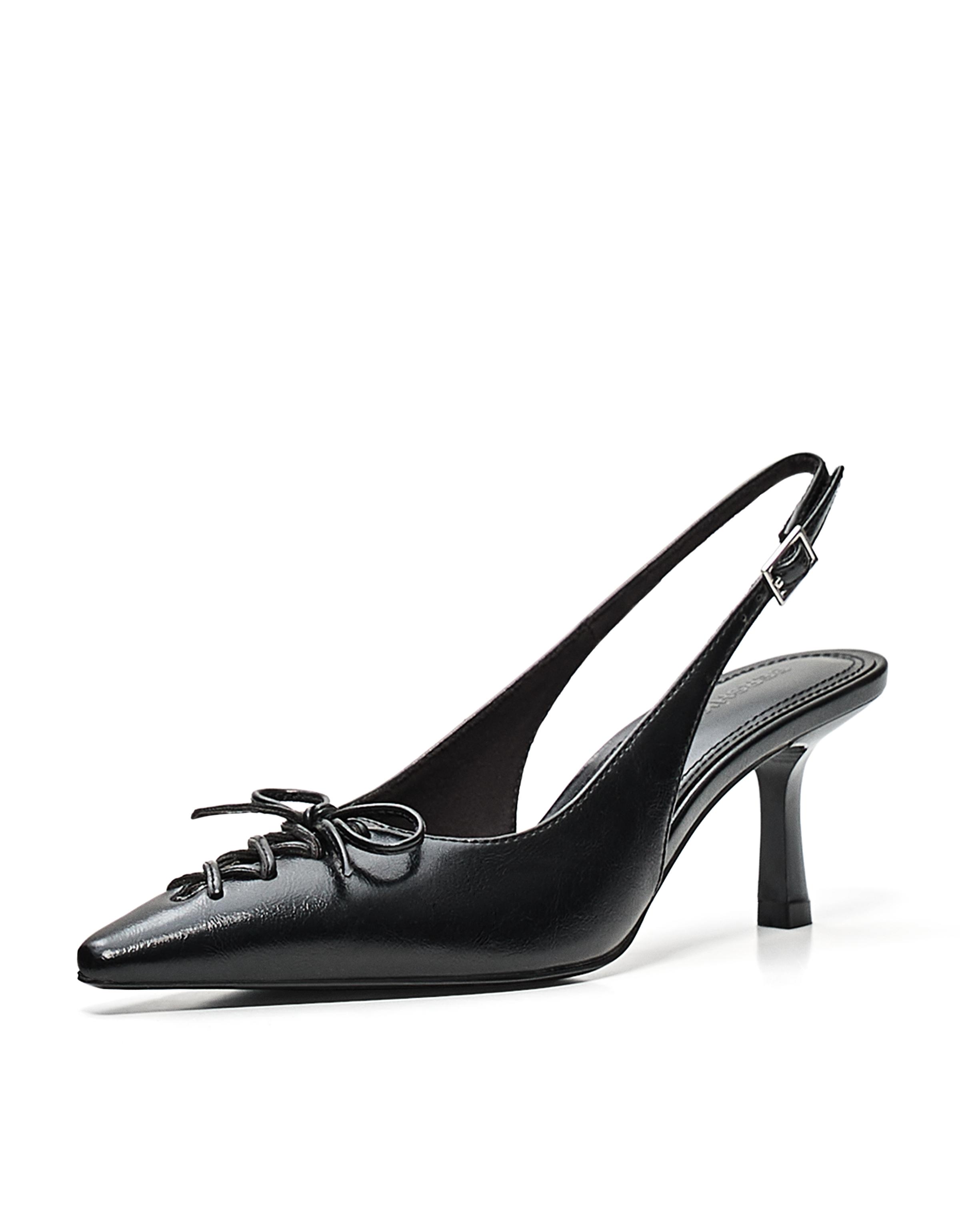 KITTEN HEEL CORSET SHOES — BLACK