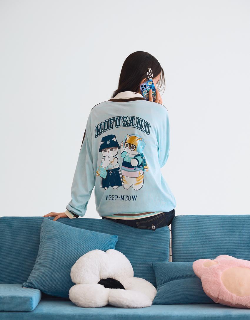 Camiseta Mofusand manga larga print-Azul claro-1
