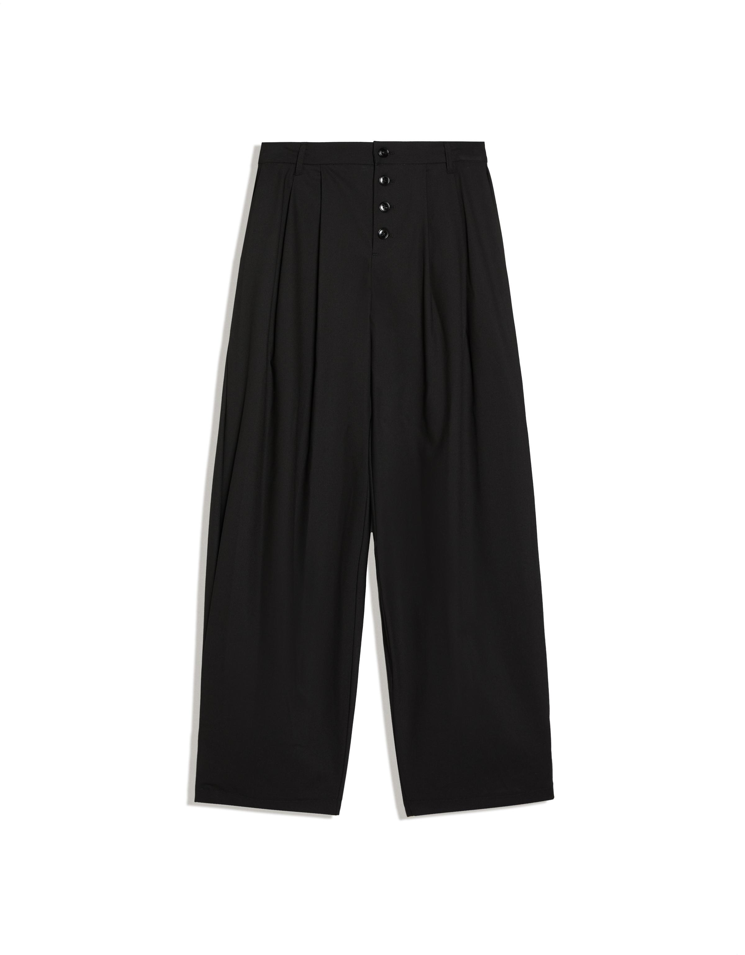 Side-pleat trousers — Black