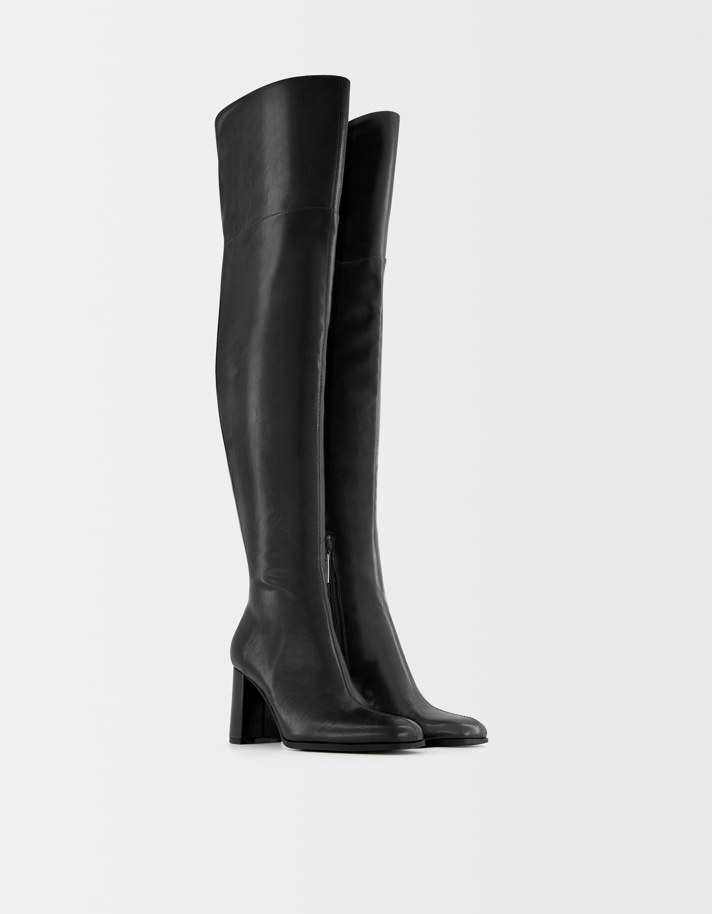 Bershka Absatzstiefel Mit Xl-Schaft Damen 41 Schwarz günstig online kaufen