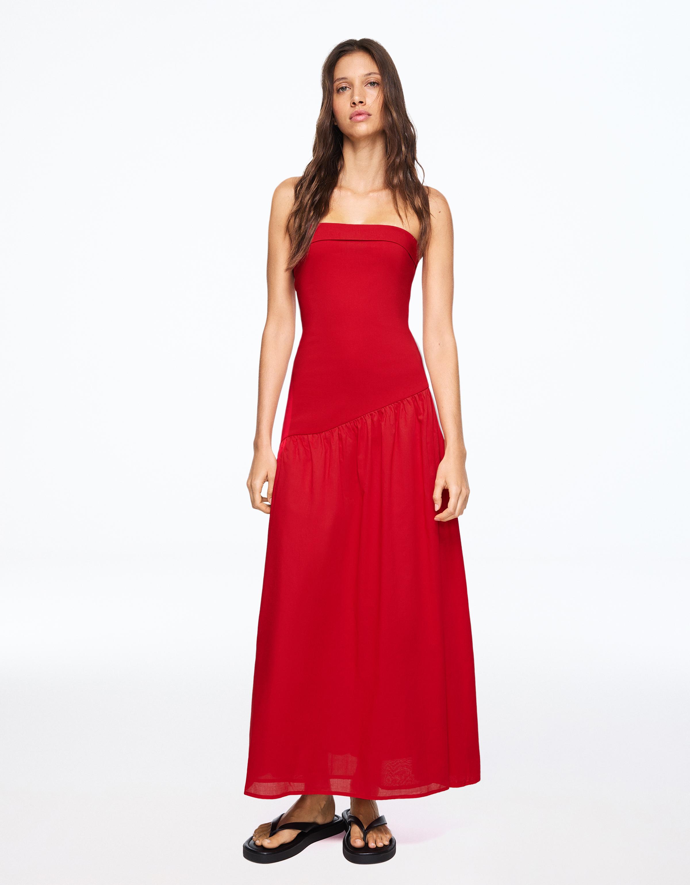 Bandeau midi dress — Red