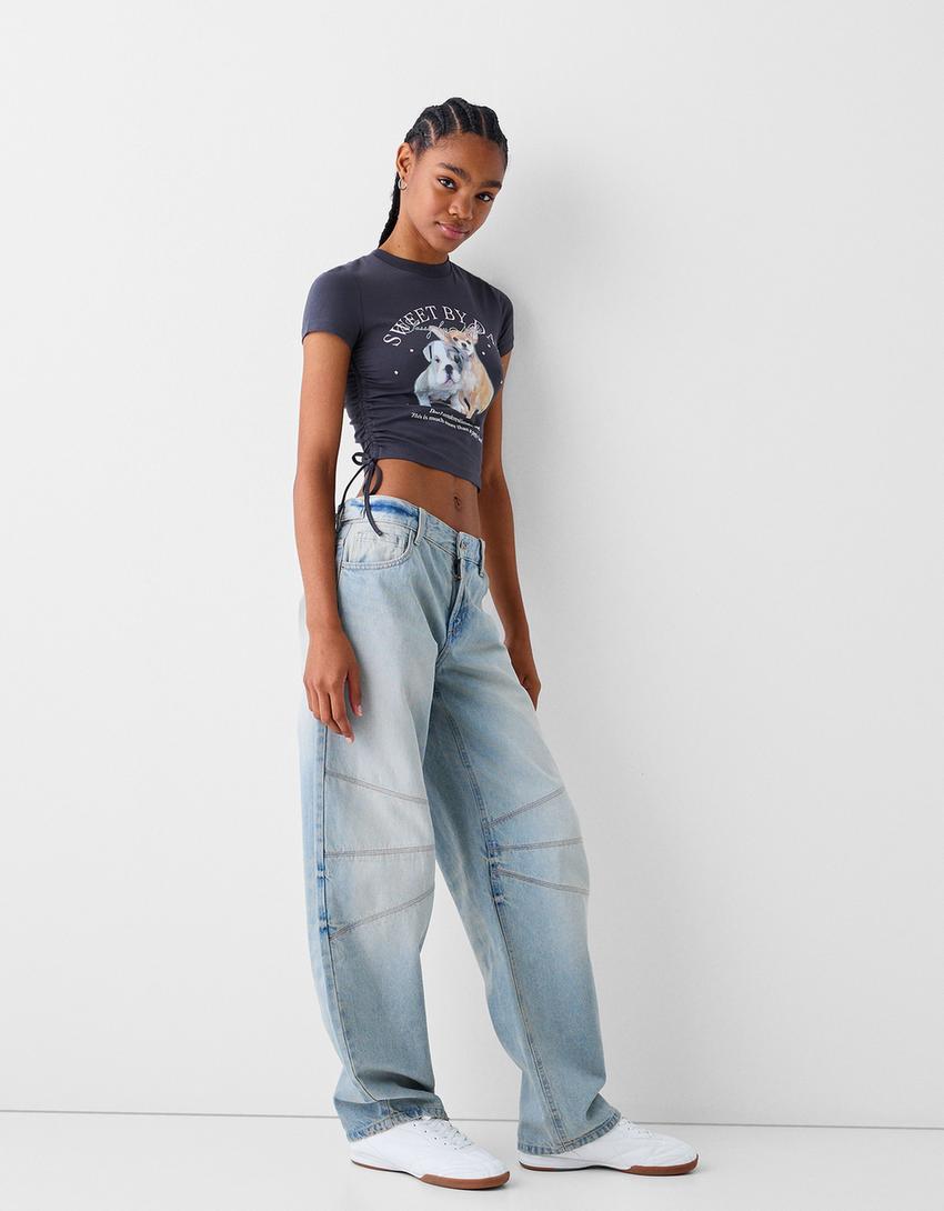 Short sleeve T-shirt with print-Grey-3