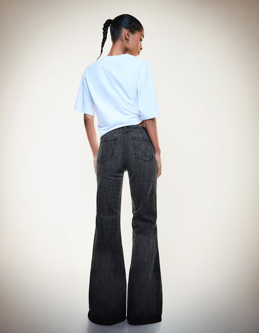 Jeans flare confort poches-Noir