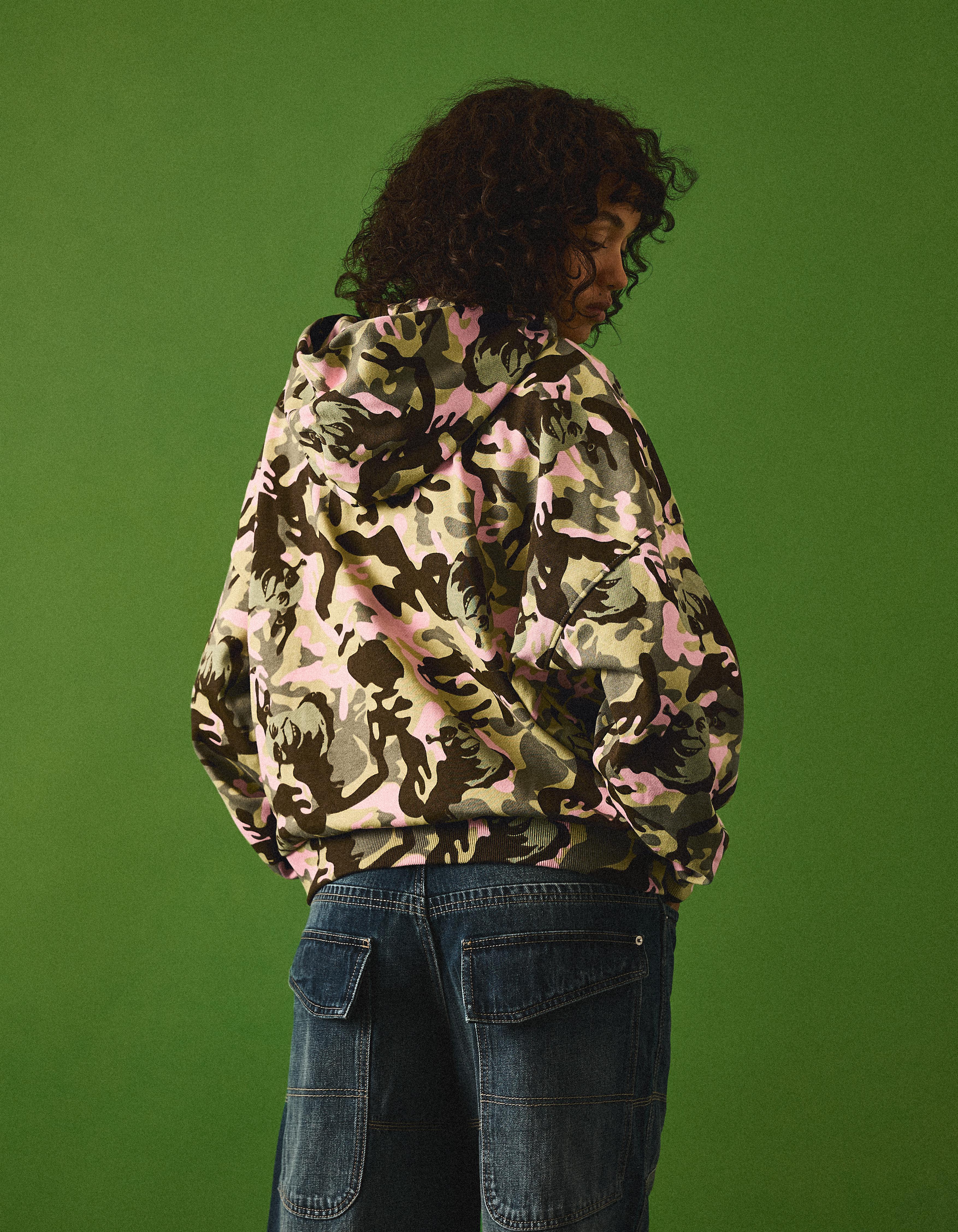 SHREK print hooded jacket — Khaki