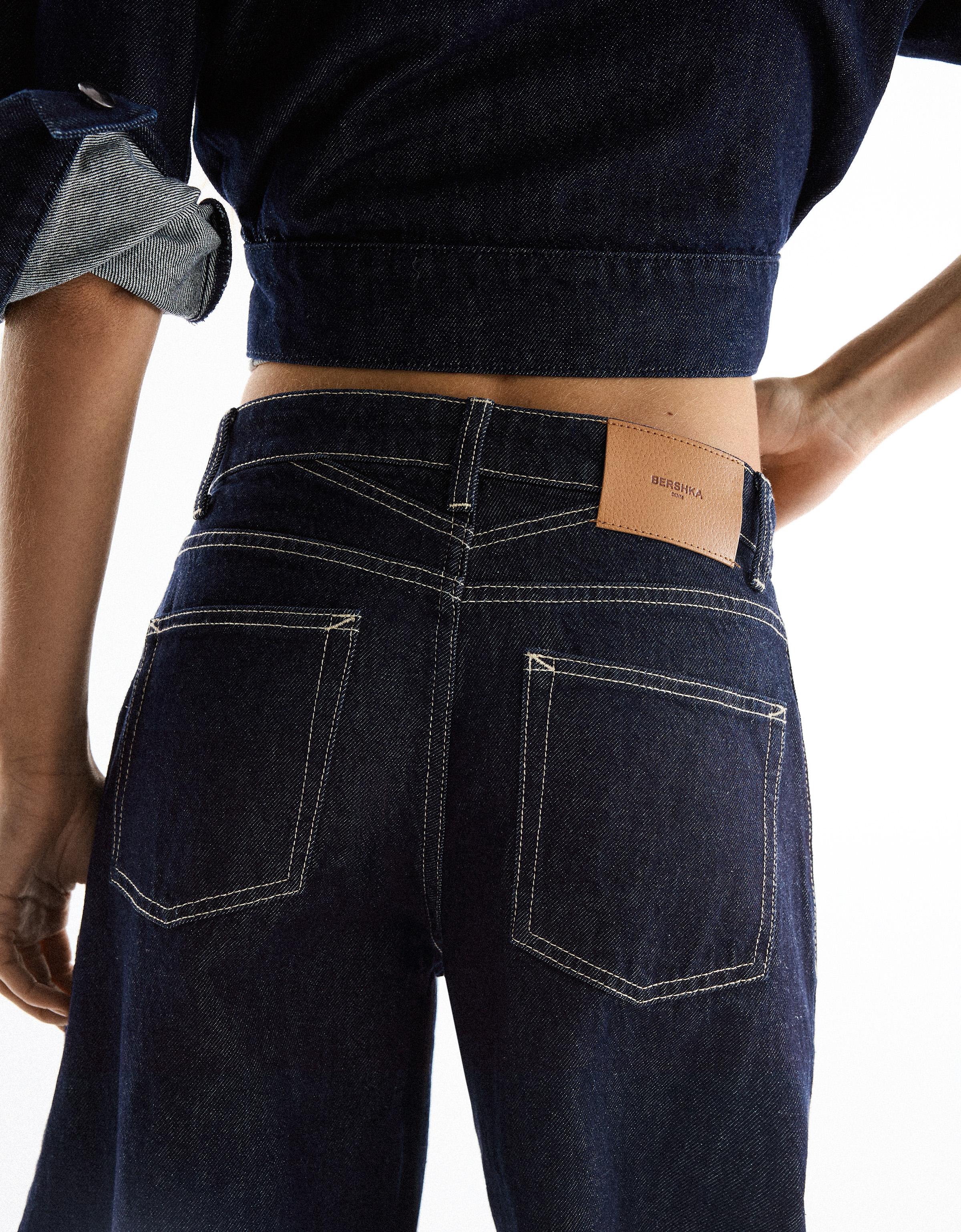 Bershka Yüksek bel barrel fit jean görsel 7