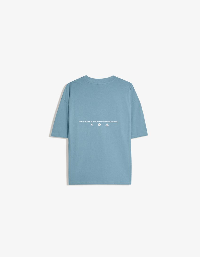 Camiseta manga corta print-Azul lavado