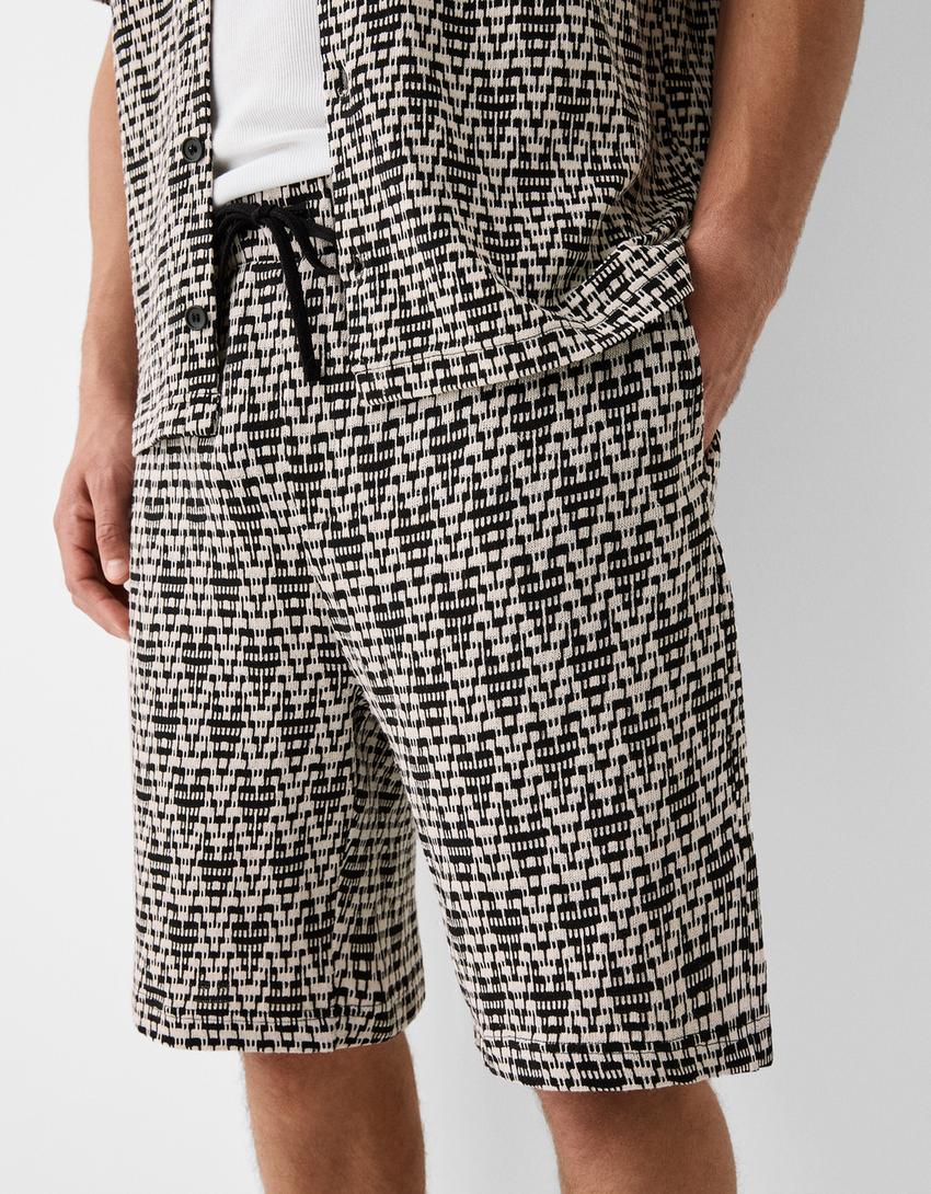Bermuda imprimé-Blanc / Noir-3