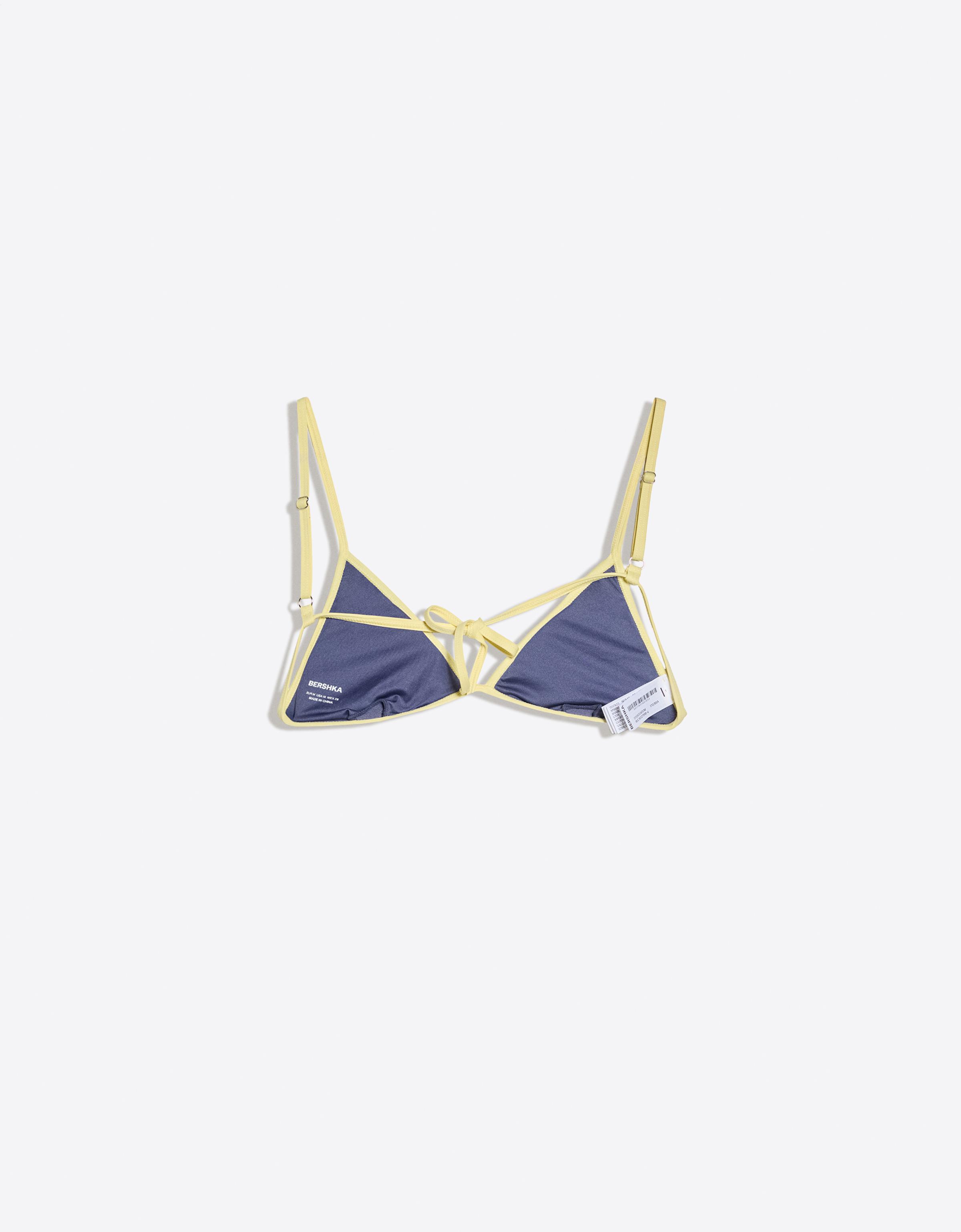Contrast triangle bikini top — Navy