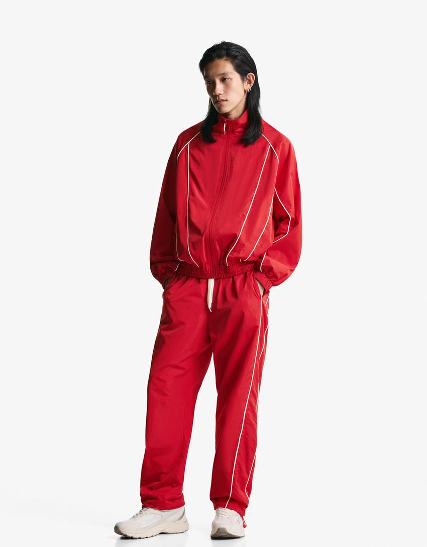 Calças técnicas baggy fit sport-Vermelho-0