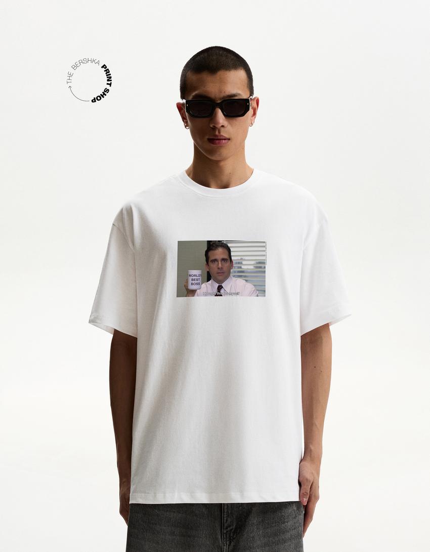 The Office T-Shirt mit kurzen Ärmeln-Grbrochenes Weiss