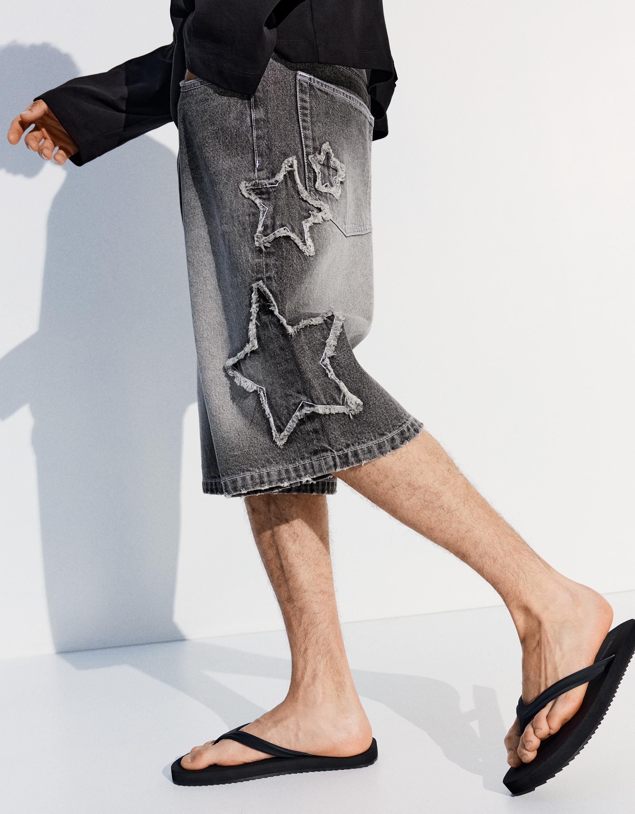 Star print baggy Bermuda shorts — Grey