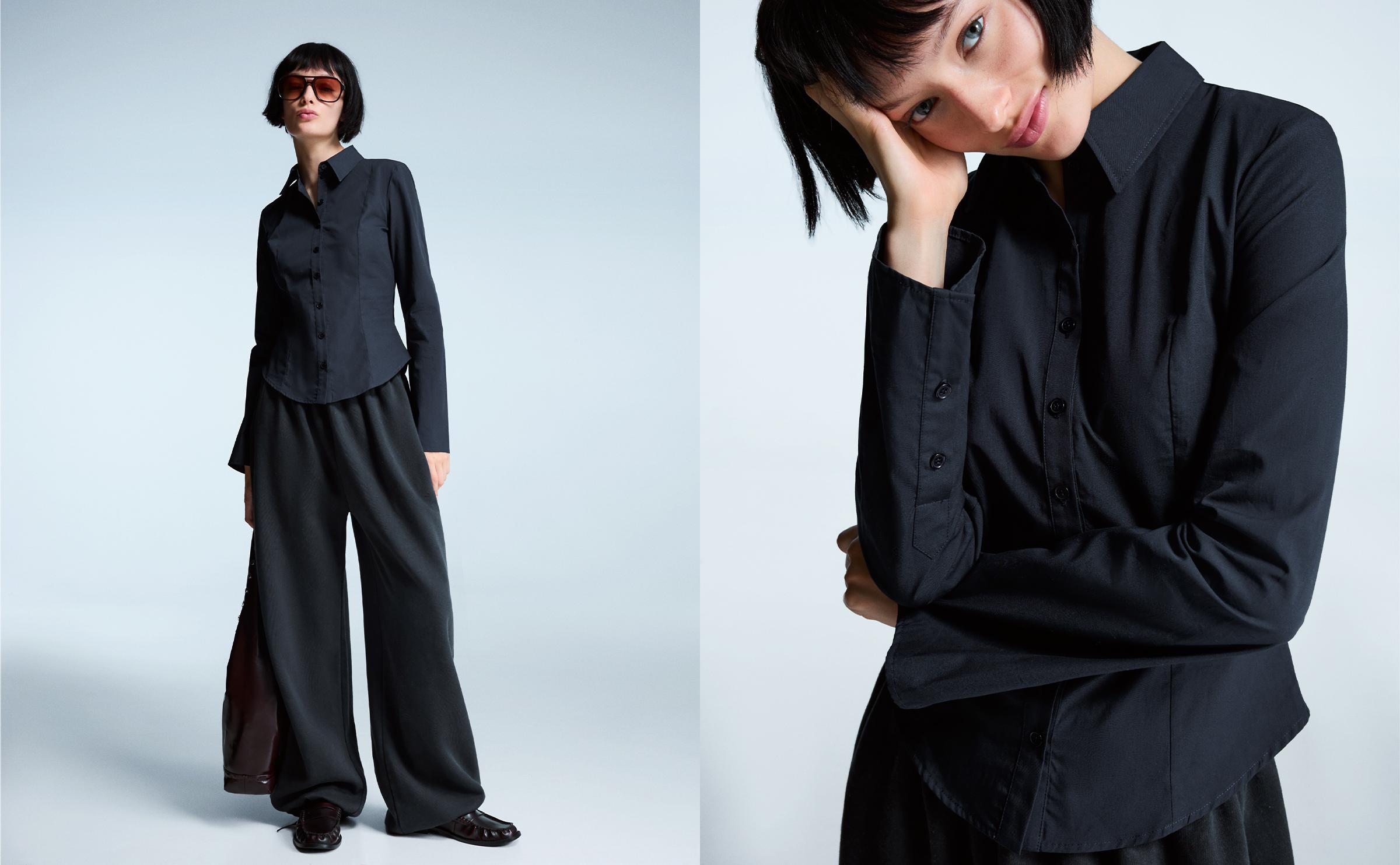 Çan kollu vücuda oturan gömlek - Görsel 94