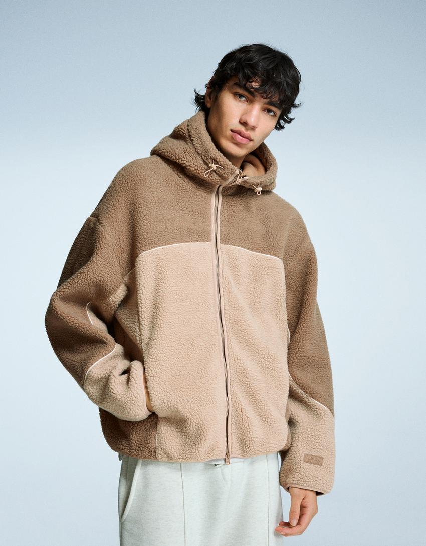 Faux shearling jacket-Camel