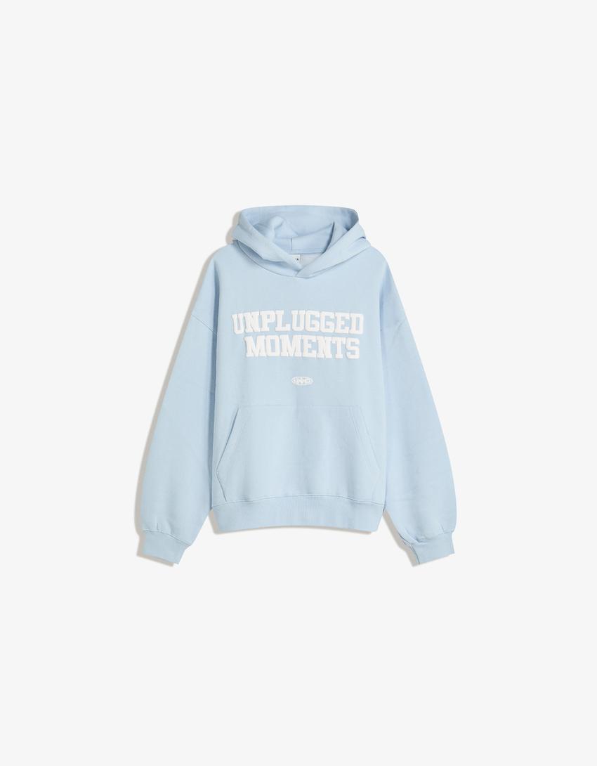 Printed hoodie-Light blue-3