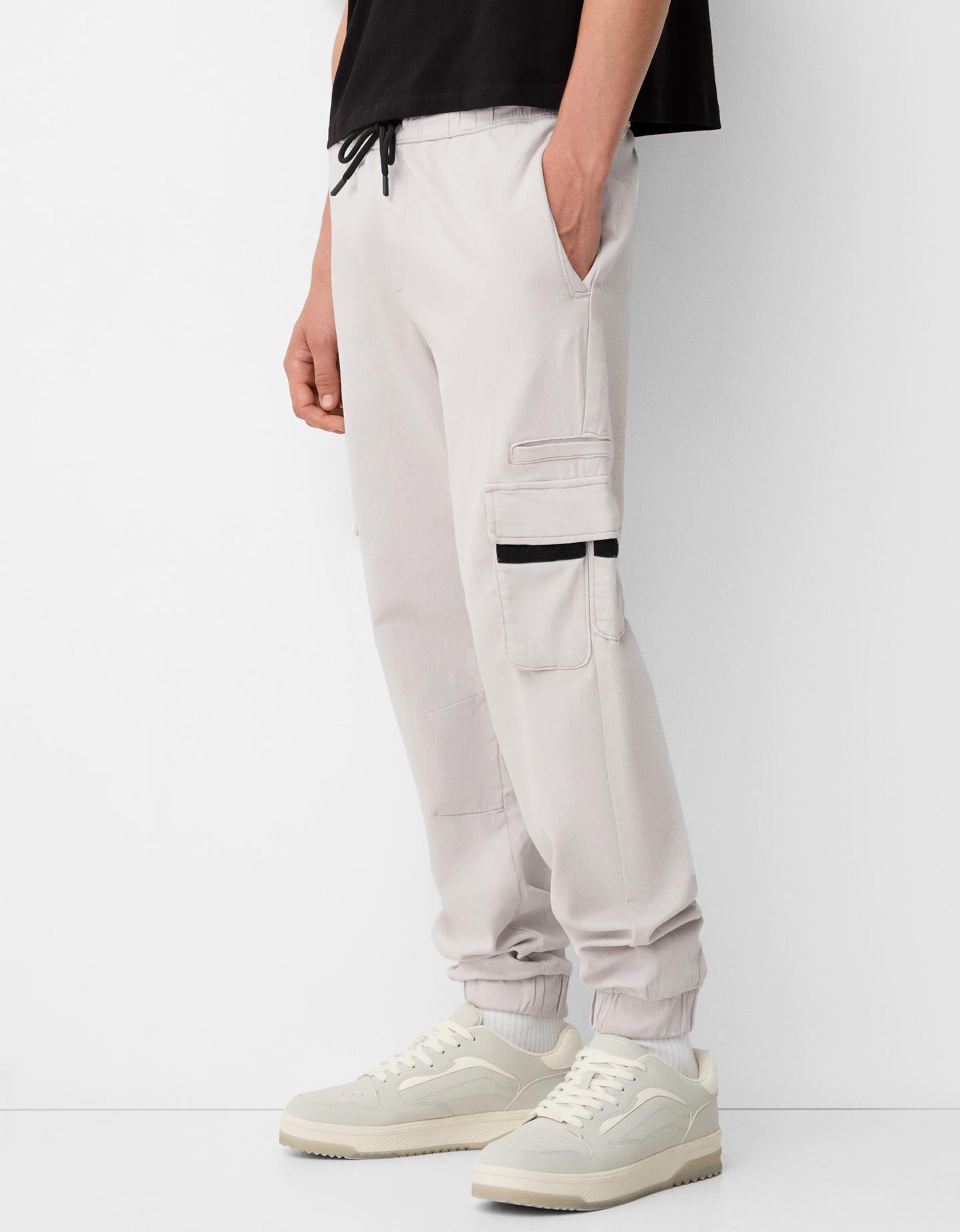 Bershka Pantaloni Jogger Cargo Uomo Xl Grigio