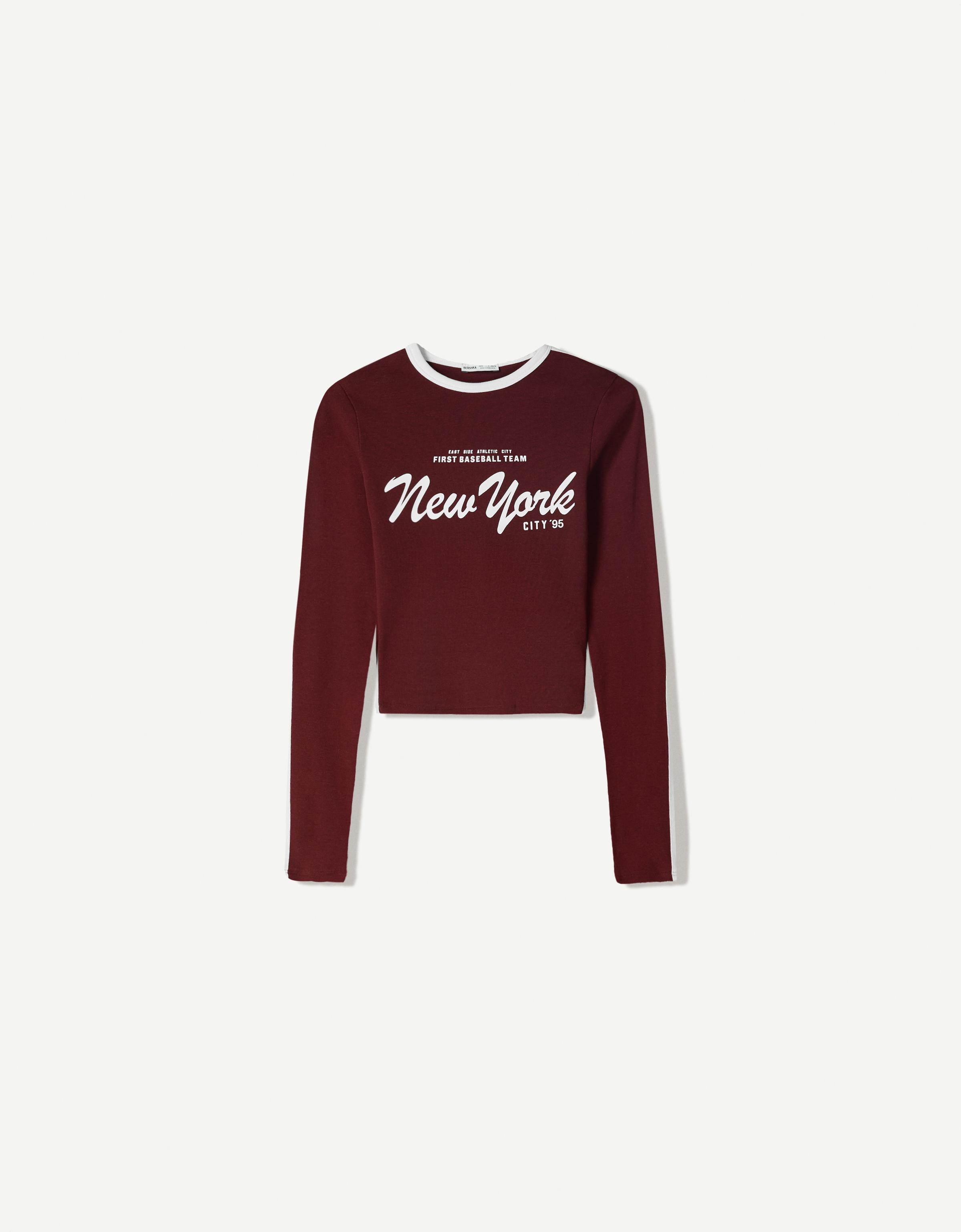 Long sleeve T-shirt with print - T-shirts - BSK Teen | Bershka