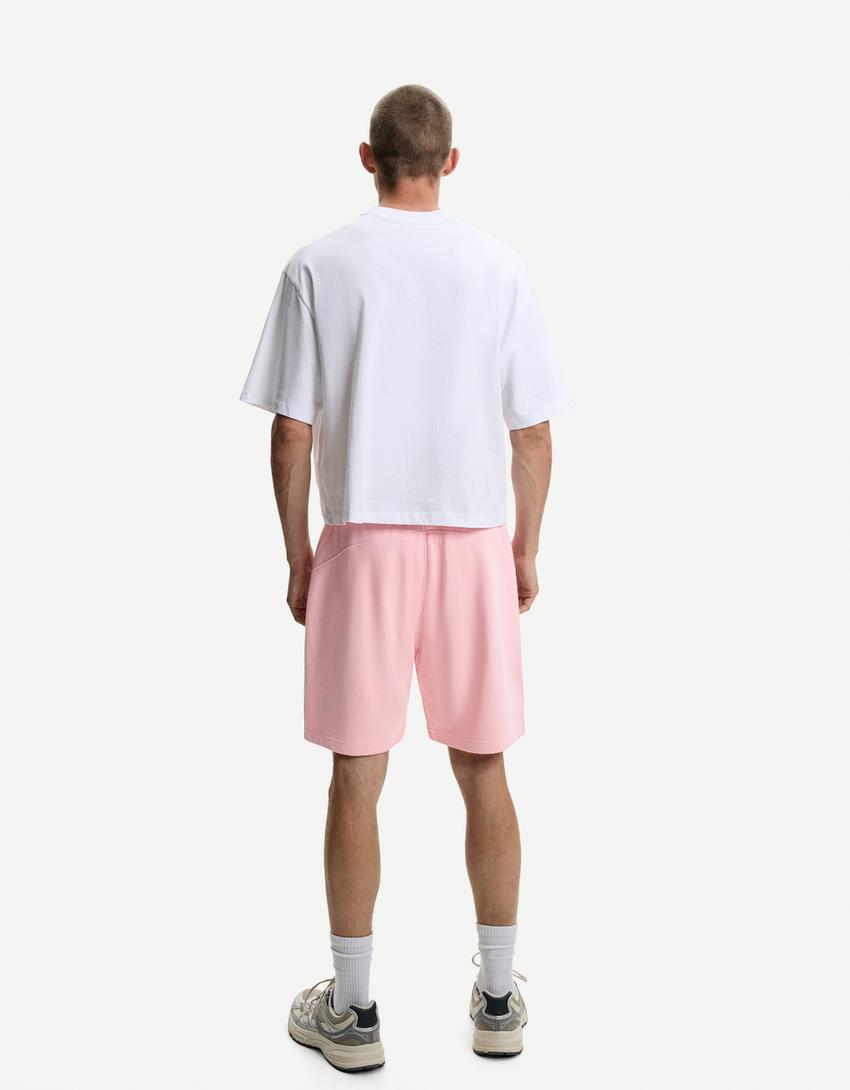 Plush bermuda shorts-Pink