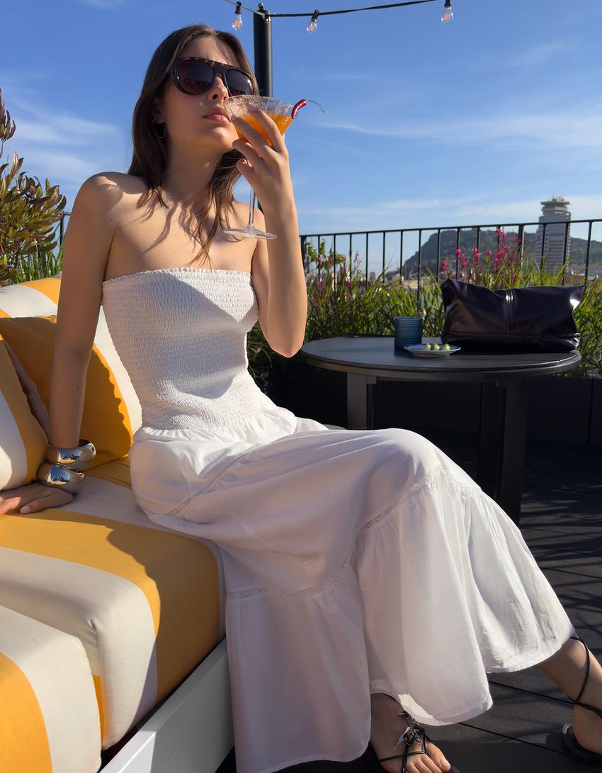 Robe midi bandeau ample-Blanc-2
