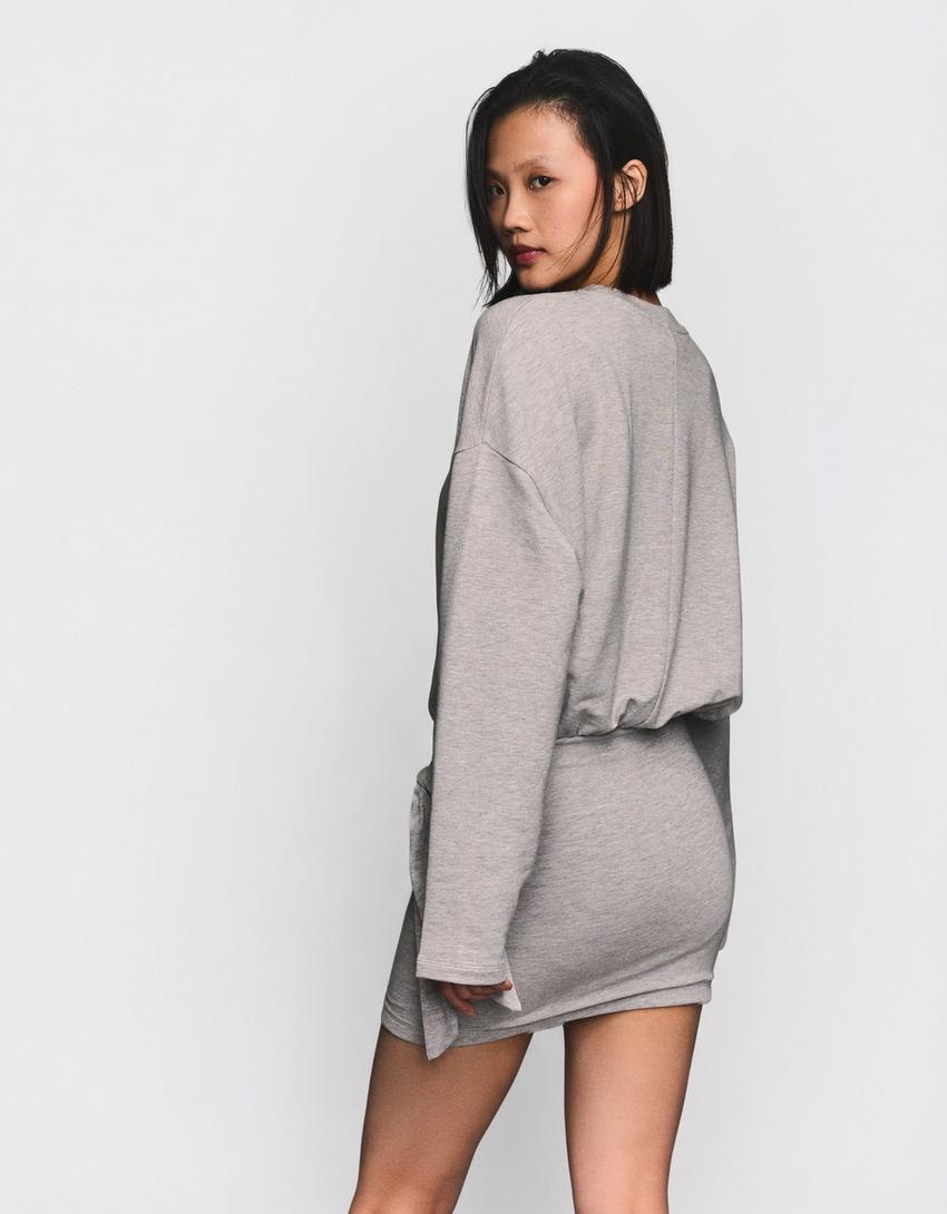 Robe mini nouée-Gris