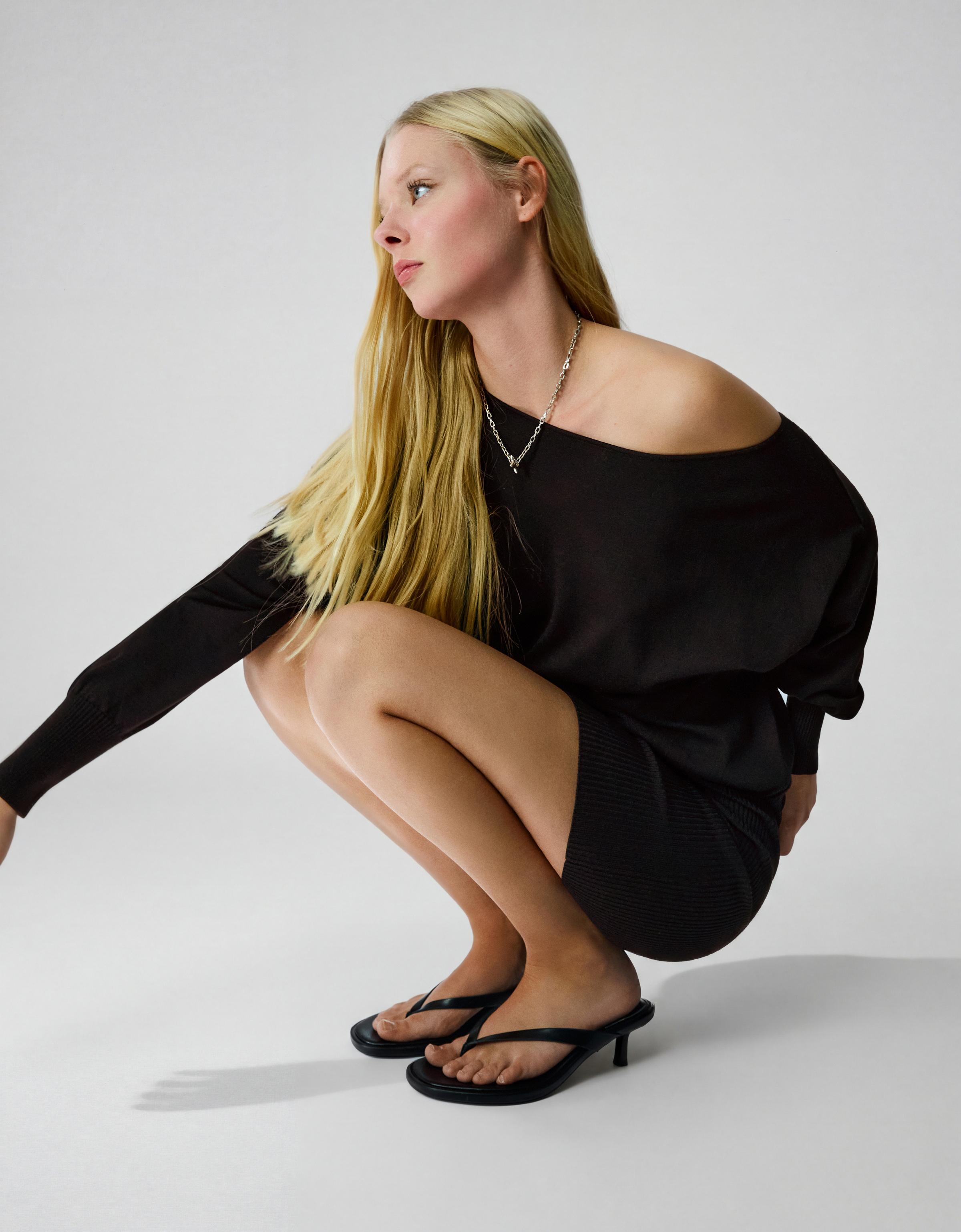 Fitilli asimetrik mini elbise - Görsel 46