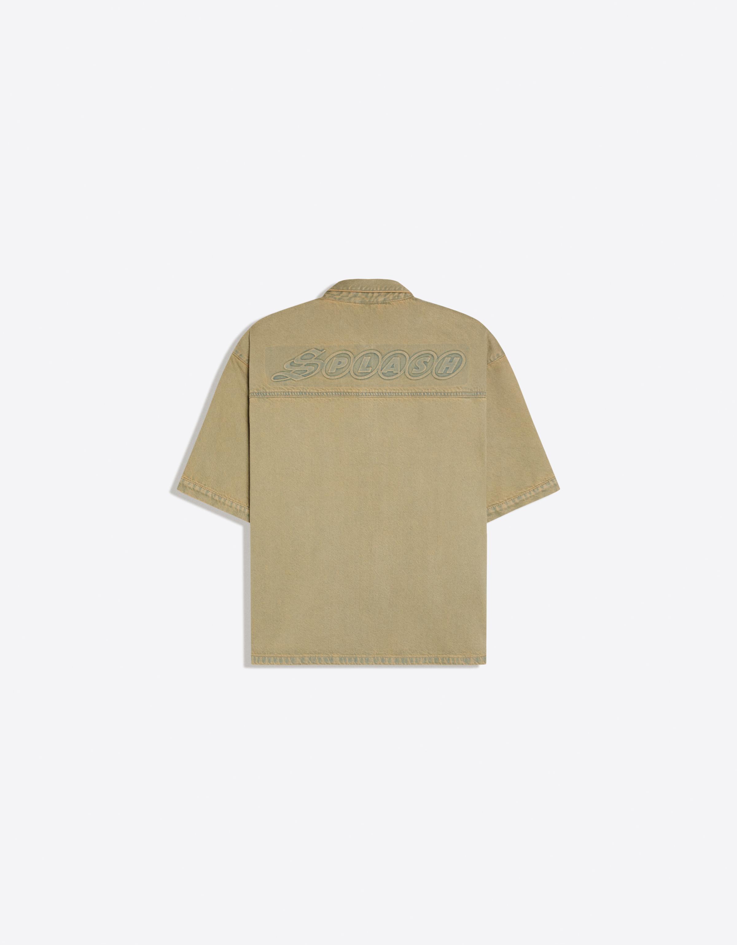 Short sleeve boxy textured shirt — Khaki