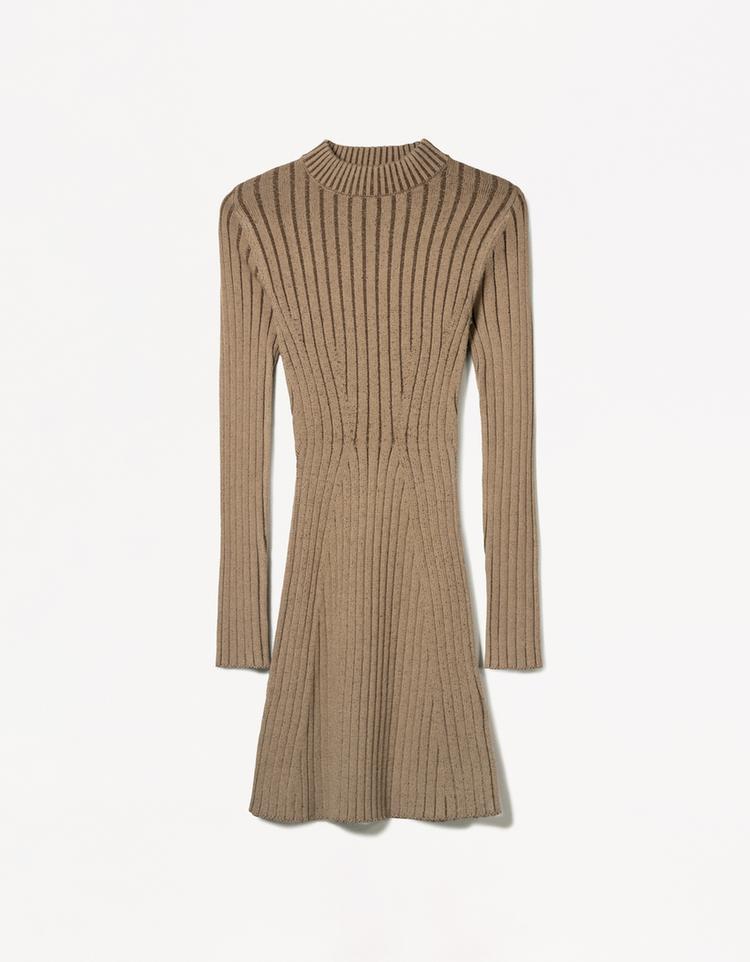 Long sleeve mini ribbed dress