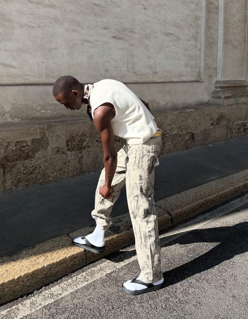 Jeans baggy fit imprimé-Vert