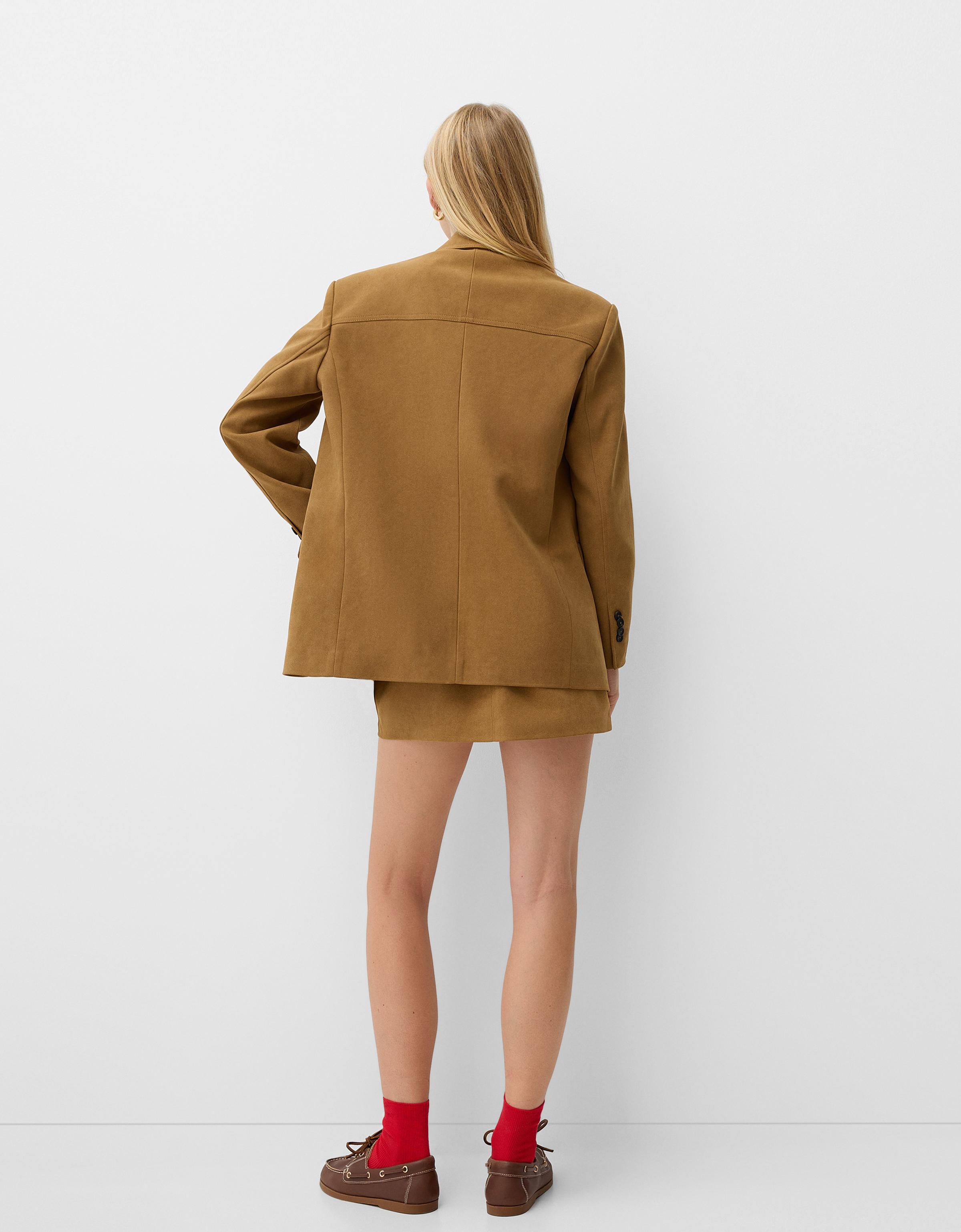 Faux-suede jacket & skirt two-piece hotsell