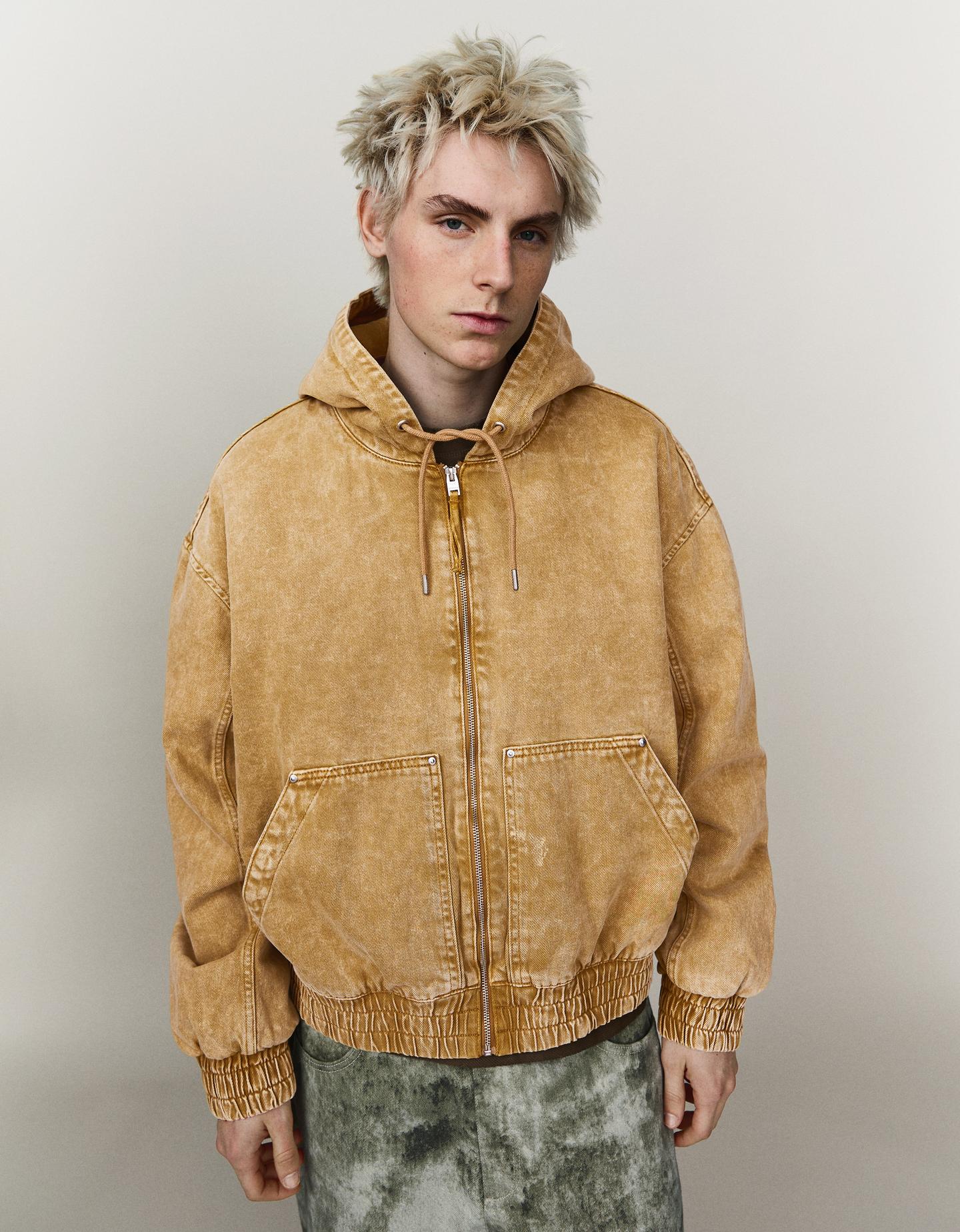 Bershka Giubbotto Imbottito Con Cappuccio Uomo M Camel