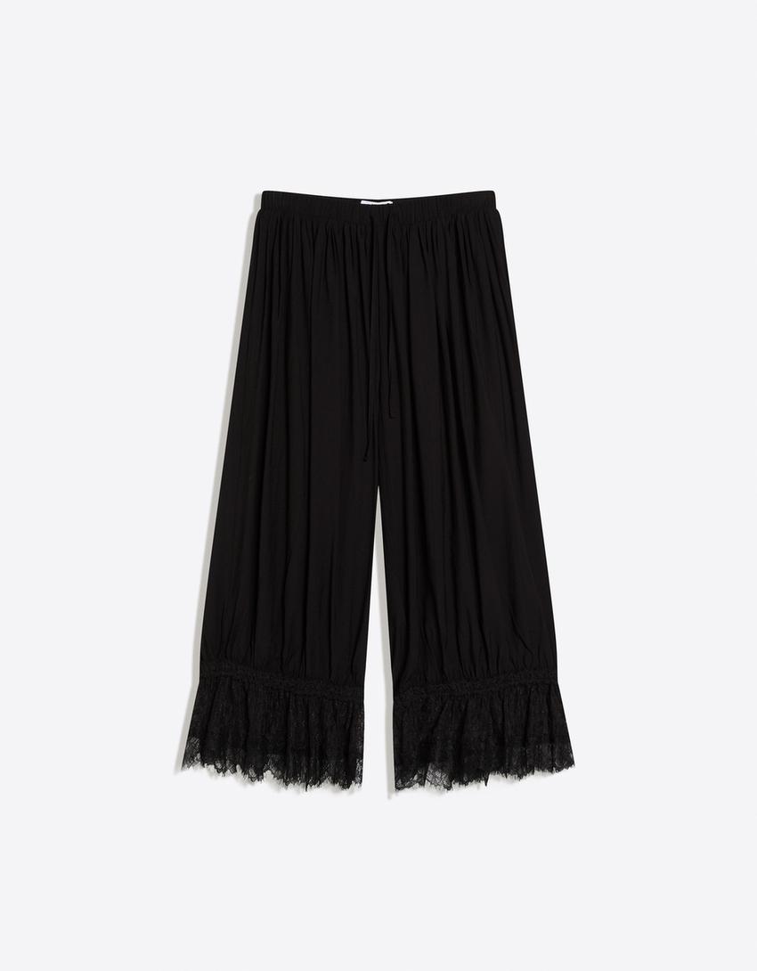 Pantalón bombacho lencero-Negro