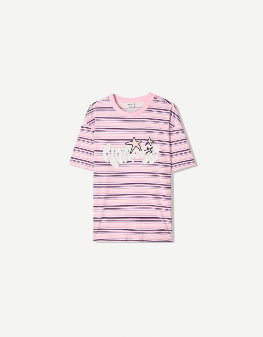 Short sleeve T-shirt with print-Pink-0