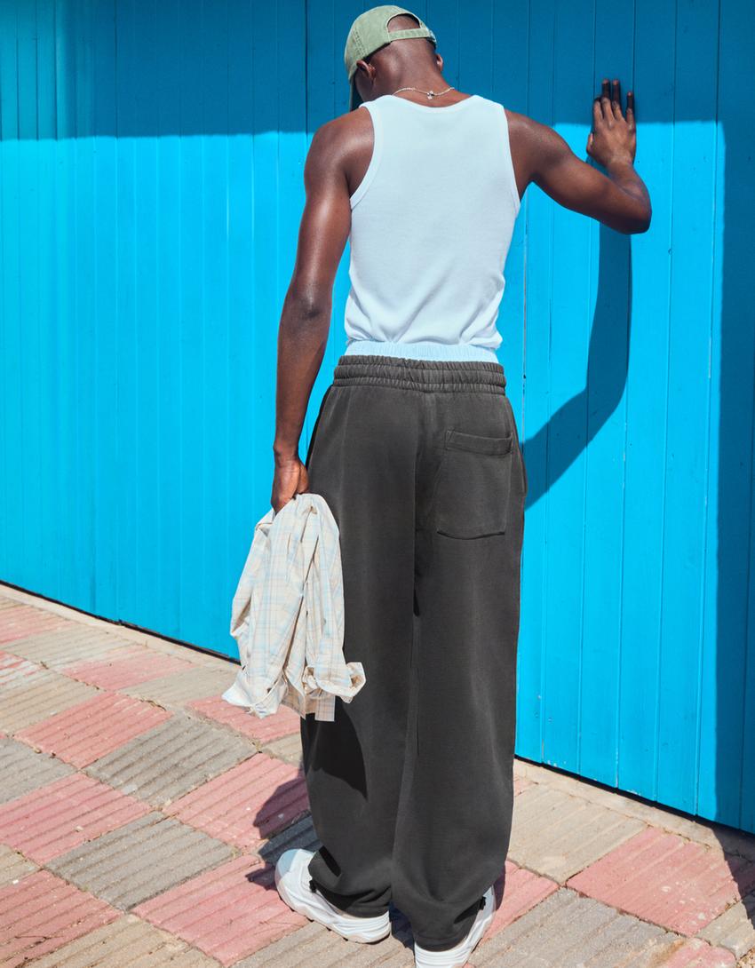 Interlock balloon fit trousers-Grey