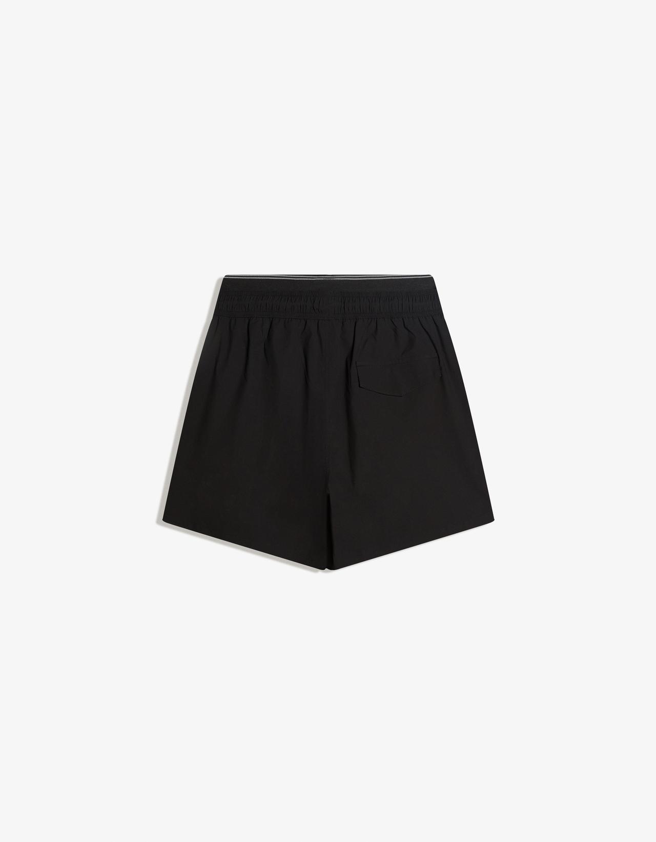 Boxy swimsuit with double waistband print — Black