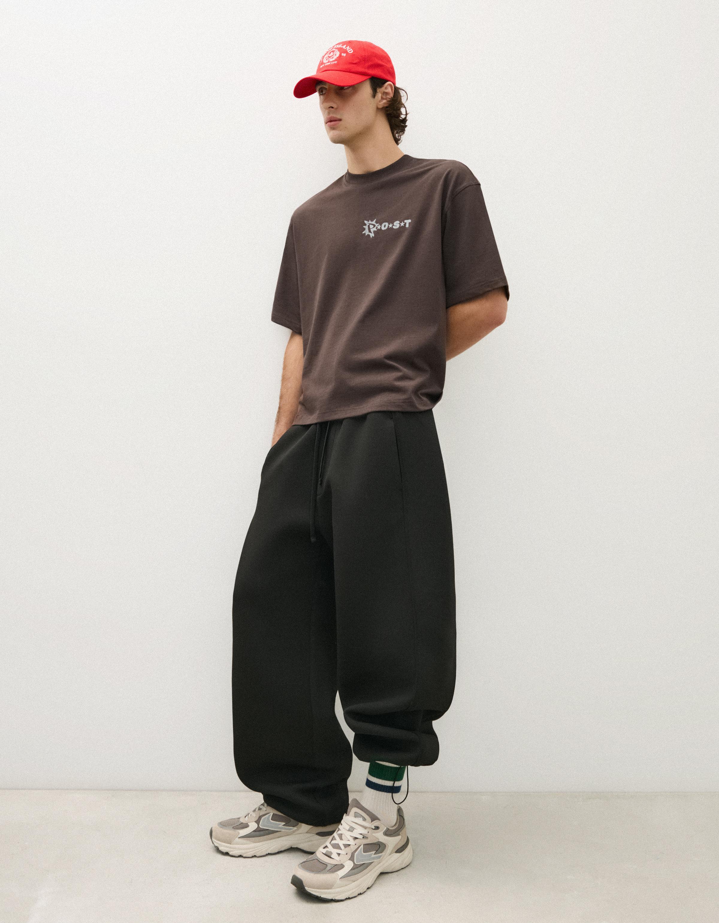 Short sleeve boxy print T-shirt — Grey