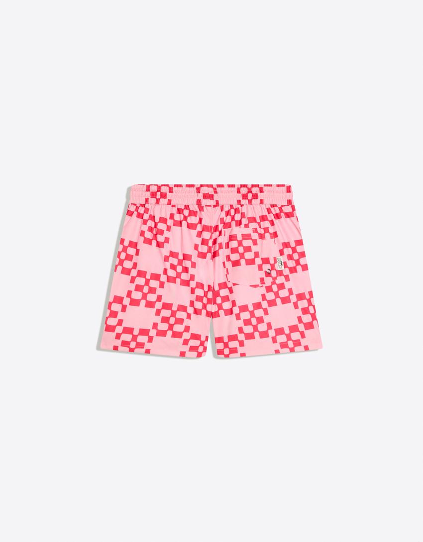 Badeanzug mit Boxy-Print-Rosa