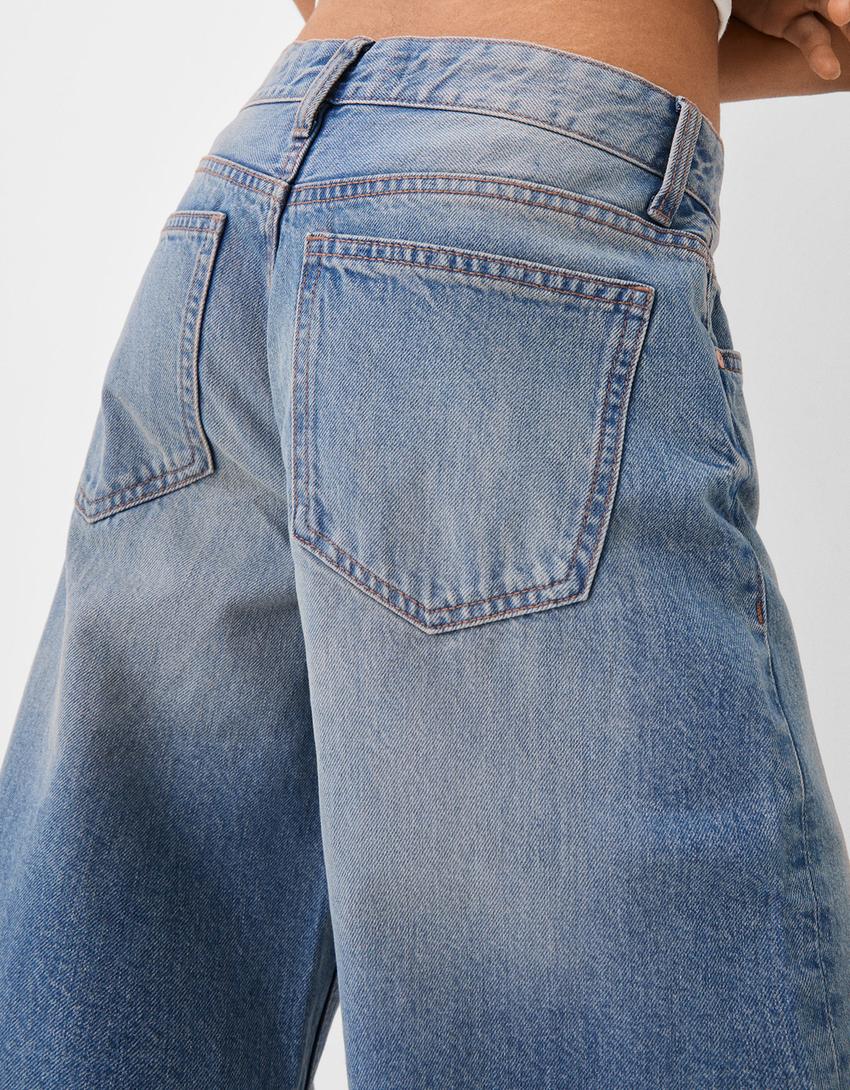 Wide-leg jeans-Washed out blue