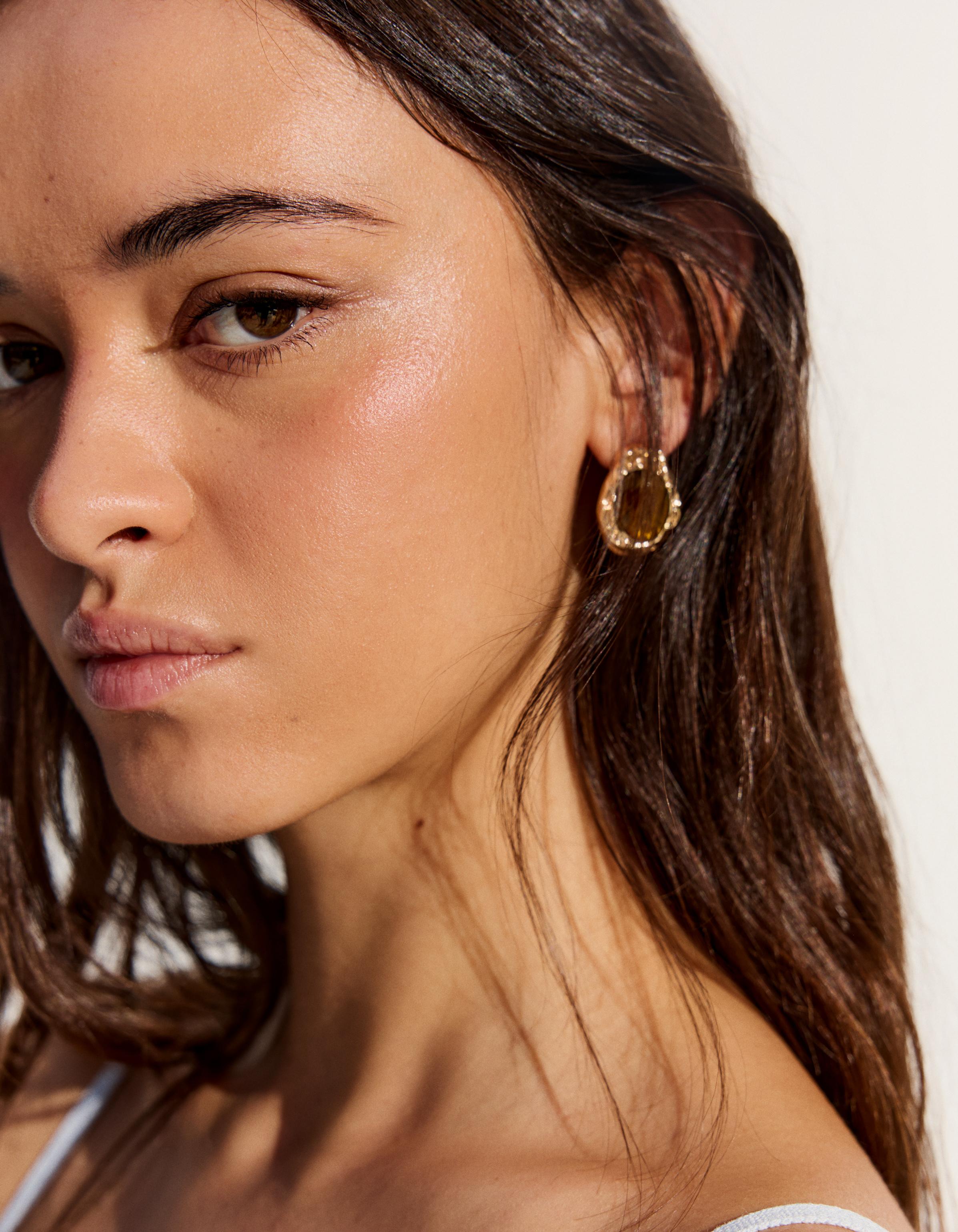 Bershka Pendientes Piedra Mujer Oro