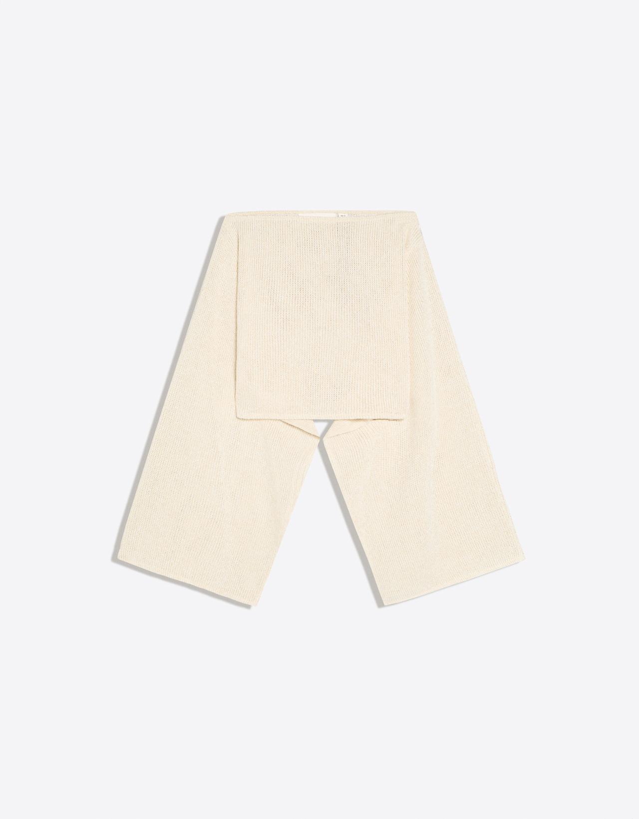 Metallic thread asymmetric cape — Sand
