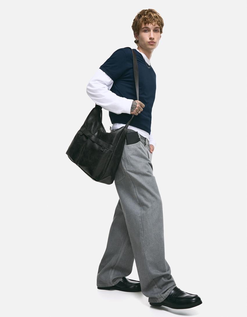 Jean loose fit baggy fit-Gri-3
