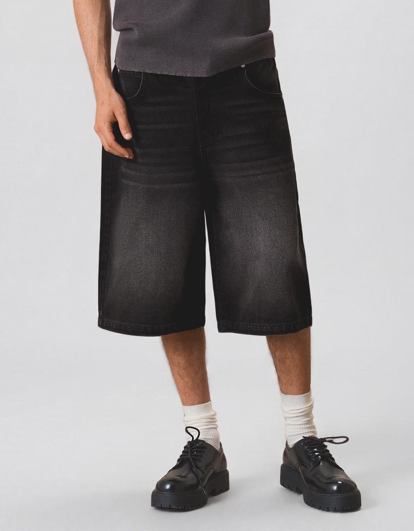 Bermuda denim baggy fit-Noir