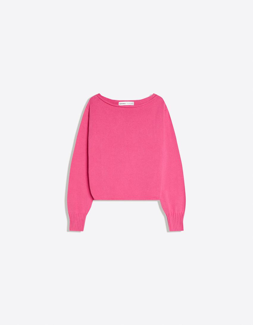 Pull col bateau-Fuchsia