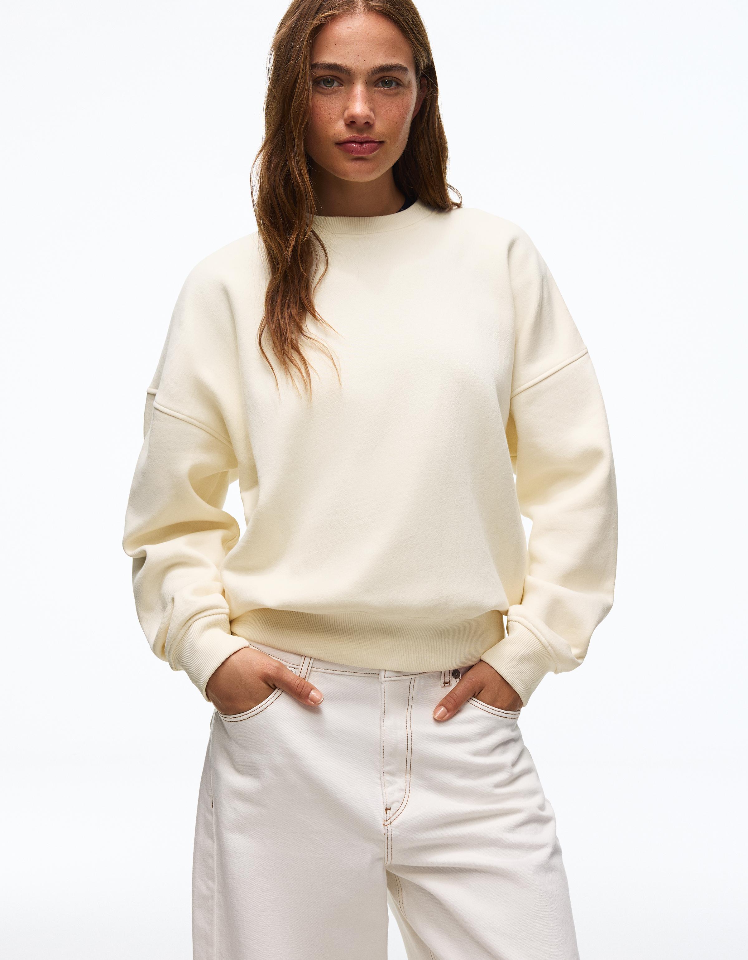 Round neck sweatshirt — Off white