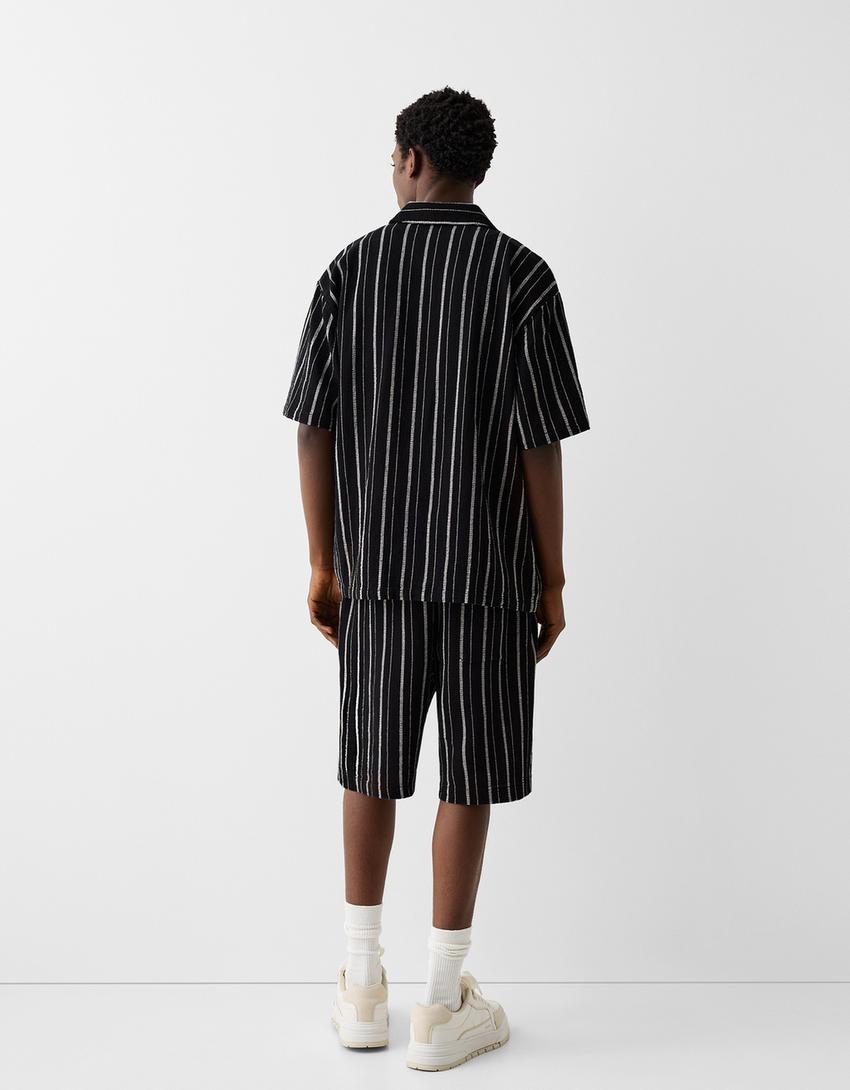 Bermuda rústica rayas-Negro-2